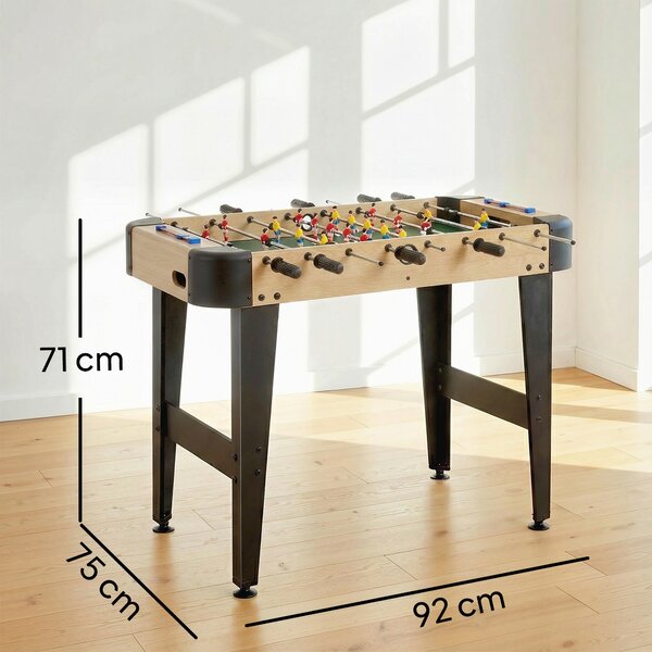 SPORTNOW Calcio Balilla da Tavolo 92 cm con 22 Giocatori, 2 Palline, Segnapunti Manuali e Manopole Antiscivolo, Color Legno Naturale | Aosom Italy