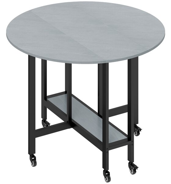 HOMCOM Tavolo da Pranzo Pieghevole con Ruote e Ripiano Aperto, Tavolo da Cucina per Spazi Ridotti, 100x100x75 cm, Grigio Cemento | Aosom Italy