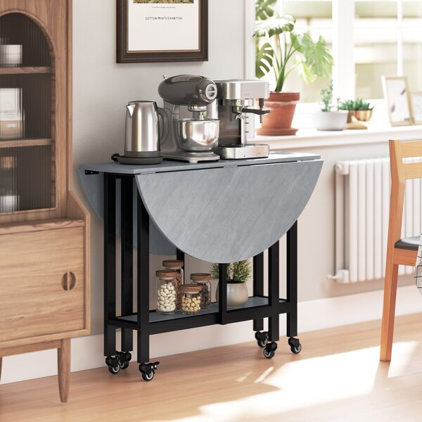 HOMCOM Tavolo da Pranzo Pieghevole con Ruote e Ripiano Aperto, Tavolo da Cucina per Spazi Ridotti, 100x100x75 cm, Grigio Cemento | Aosom Italy