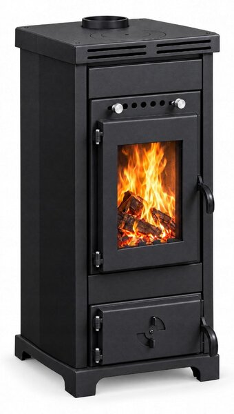 Stufa a legna INFERNO 6,48 kW con piastra di cottura, stufa indipendente, camera di combustione in refrattario, uscita fumi 120 mm