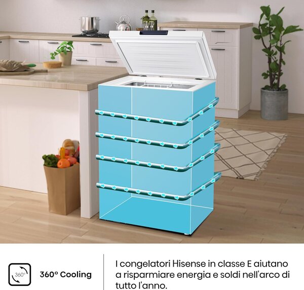 Hisense Congelatore a Pozzetto Orizzontale Capacit 95 Litri Classe energetica E Capacit di congelamento 9,5 kg/24h colore Bianco - MCF95E