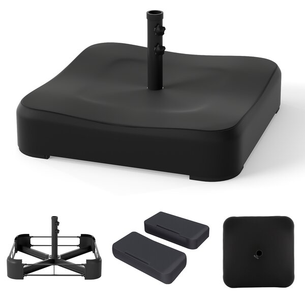 Costway Base ombrellone da giardino con 2 manopole per pali fino a ø 48 mm, Base pesante in metallo con copertura