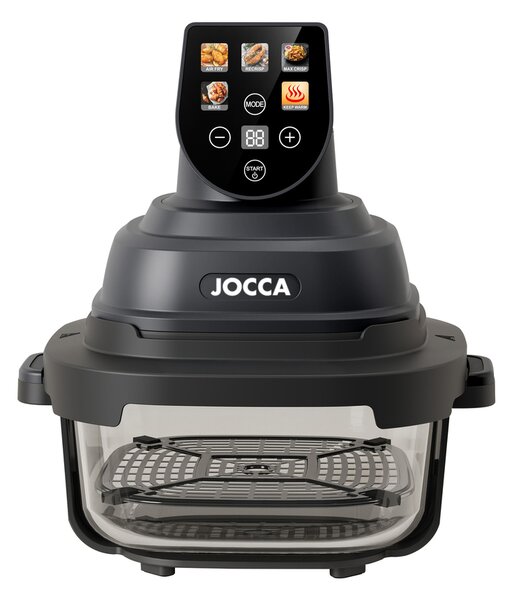 JOCCA Friggitrice ad Aria Capacit 6 Litri Potenza 1500 Watt Contenitore in Vetro colore Nero - 2954