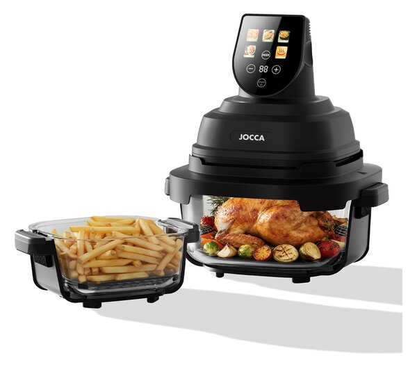 JOCCA Friggitrice ad Aria Capacit 6 Litri Potenza 1500 Watt Contenitore in Vetro colore Nero - 2954