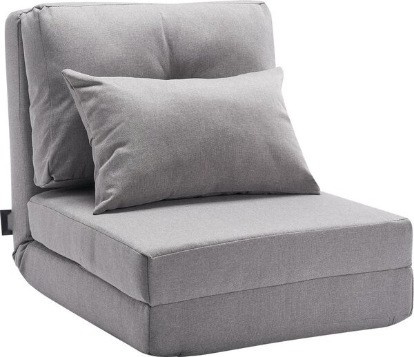 Divano letto pieghevole - Schienale regolabile in 5 posizioni - Imbottito - Con cuscini - Salvaspazio - Grigio