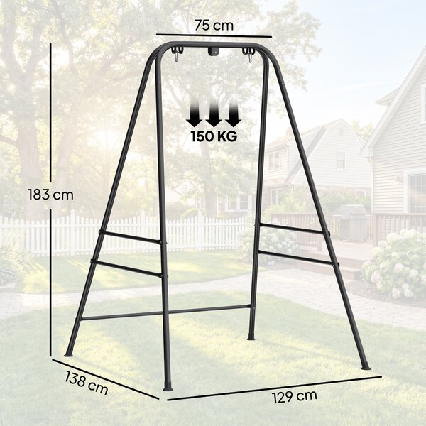 Outsunny Supporto per Sedia Sospesa Amaca 183 cm, Supporto per Altalena con Pattini Antiscivolo, Struttura in Acciaio, Nero | Aosom Italy