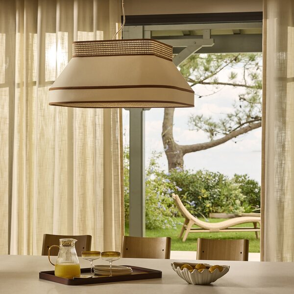 Lampada a sospensione MARKET SET, Square, dimmerabile, Beige, Sala da pranzo, Tessuto / Tessile, Design