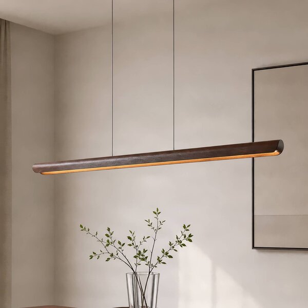 Lampada a sospensione Callahan Lucande, Legno scuro, Soggiorno / Sala da pranzo, Legno, Moderno, Lampada a sospensione