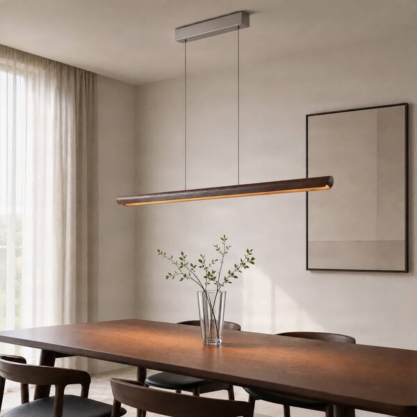 Lampada a sospensione Callahan Lucande, Legno scuro, Soggiorno / Sala da pranzo, Legno, Moderno, Lampada a sospensione