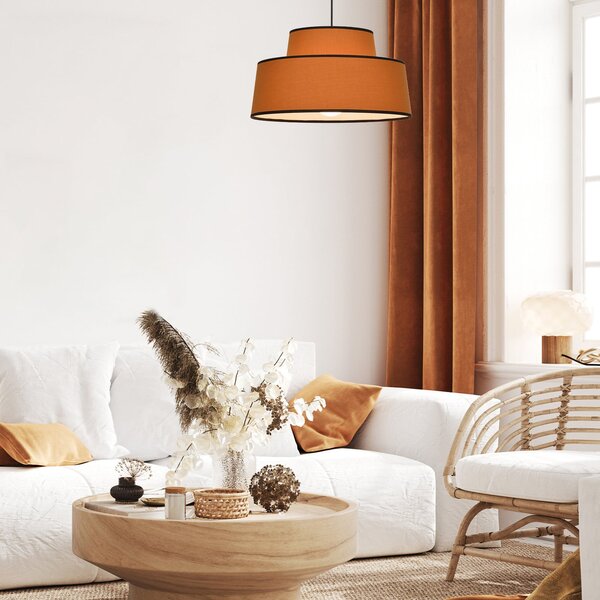 Lampada a sospensione COREP, Mallorca, dimmerabile, Marrone / Ruggine, Soggiorno, Tessuto / Tessile