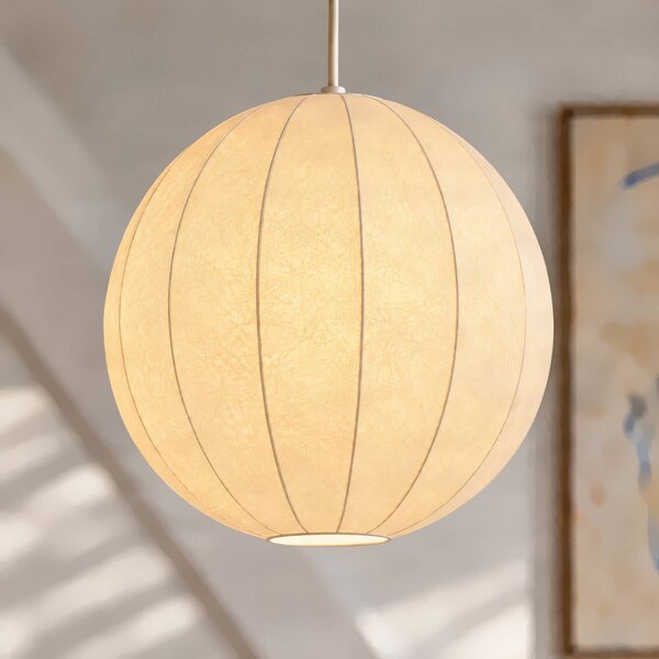 Lampada a sospensione Elovie NOLA, dimmerabile, Bianco / Opale, Soggiorno / Sala da pranzo, Tessuto / Stoffa / Seta, Scandinavo, Lampada a sospensione