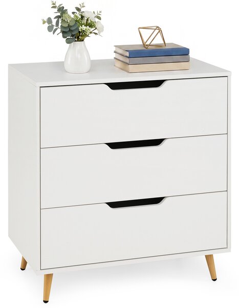 Costway Cassettiera a 3 cassetti in legno per camera da letto soggiorno e ingresso salvaspazio, Tavolino laterale da divano