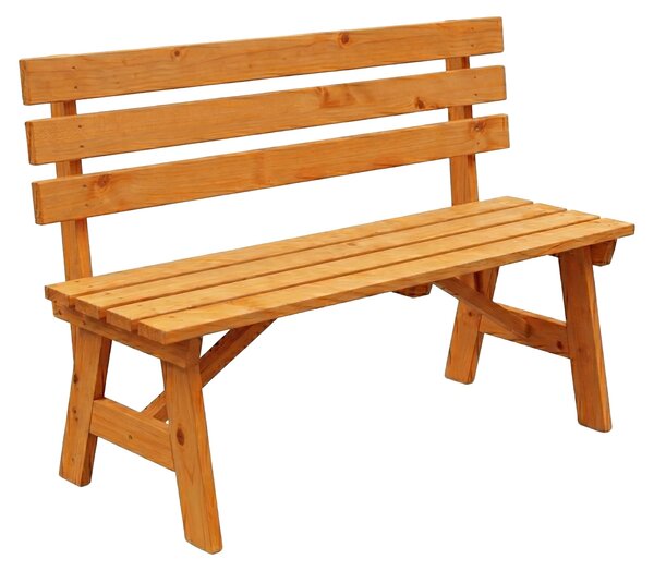 Relaxdays, panchina da giardino per 2 persone, ideale per terrazza o balcone, con schienale, realizzata in legno di abete, dimensioni: 80 x 116 x 56 cm, panca, colore arancione