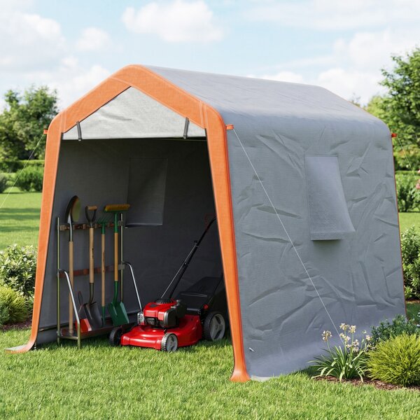Outsunny Tenda Garage Portatile Impermeabile 2,4x1,8 m per Auto, Porta Avvolgibile con Cerniera, Grigio Chiaro | Aosom Italy