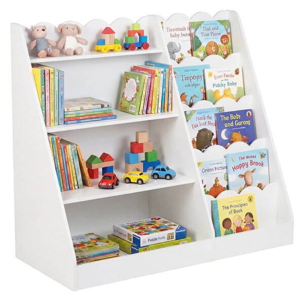Costway Libreria montessoriana per bambini giocattoli per cameretta 90 x 40 x 80,5 cm, Scaffale porta libri antiribaltamento in Bianco