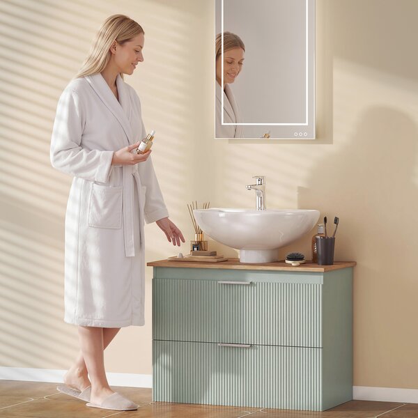 HOMCOM Mobile Sottolavabo con 2 Cassetti, Stile Moderno, 80x40x60 cm, Verde e Legno Naturale | Aosom Italy