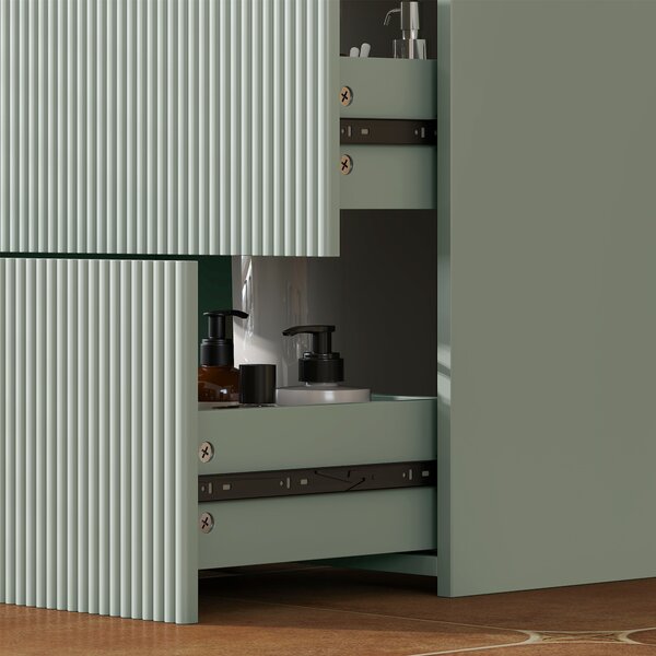 HOMCOM Mobile Sottolavabo con 2 Cassetti, Stile Moderno, 80x40x60 cm, Verde e Legno Naturale | Aosom Italy