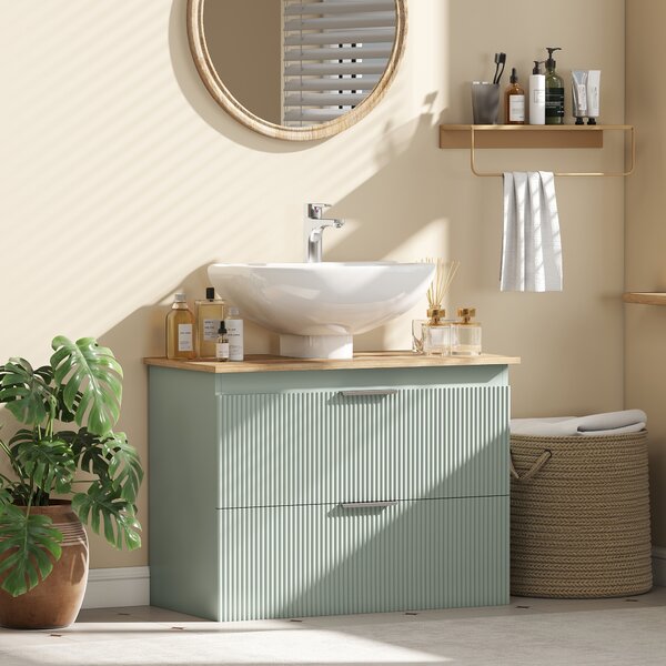 HOMCOM Mobile Sottolavabo con 2 Cassetti, Stile Moderno, 80x40x60 cm, Verde e Legno Naturale | Aosom Italy