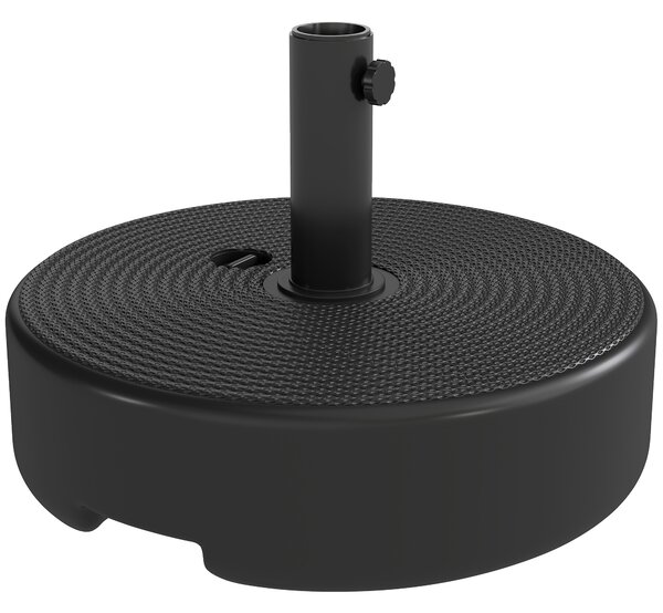 Outsunny Base per Ombrellone, Base Esterna Riempibile fino a 19kg con Sabbia o 15kg con Acqua, Ø45x30,5 cm, Nero | Aosom Italy