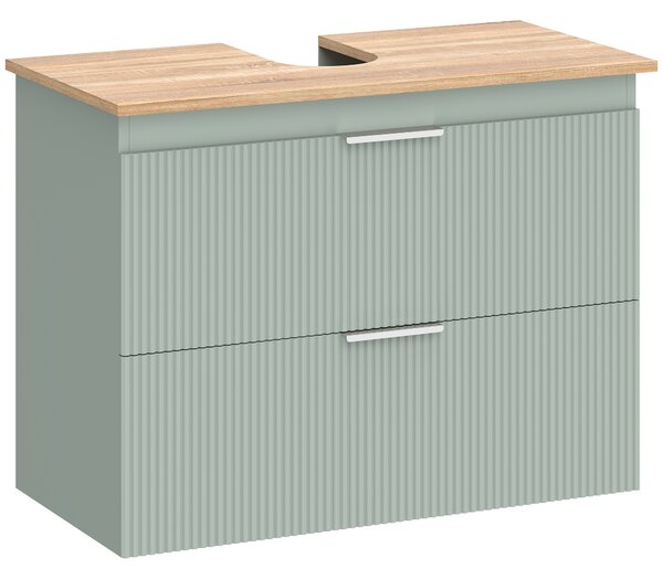 HOMCOM Mobile Sottolavabo con 2 Cassetti, Stile Moderno, 80x40x60 cm, Verde e Legno Naturale | Aosom Italy
