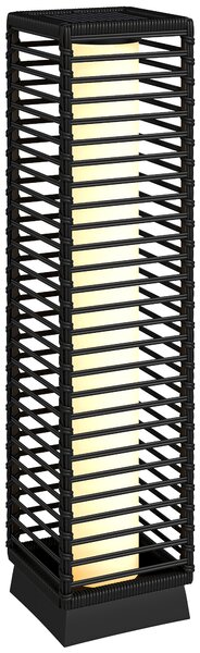 Outsunny Lanterna Solare da Esterno con Sensore di Luce, Lampione Ricaricabile Senza Fili, in Resina Intrecciata, 16x16x68 cm, Nero | Aosom Italy