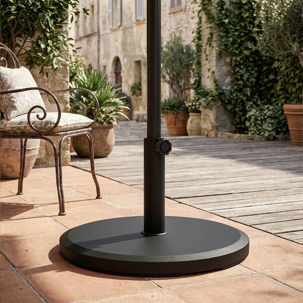 Outsunny Base per Ombrellone da Giardino, Rotonda per Ombrellone 34mm/38mm/48mm Diametro Tubo, in Cemento, Nero | Aosom Italy