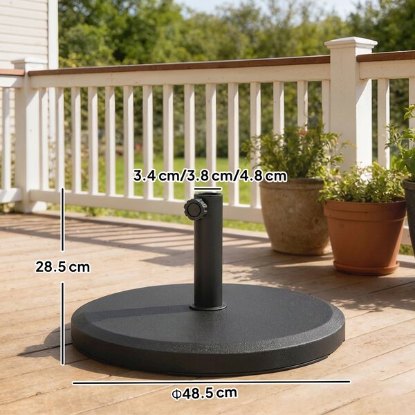 Outsunny Base per Ombrellone da Giardino, Rotonda per Ombrellone 34mm/38mm/48mm Diametro Tubo, in Cemento, Nero | Aosom Italy