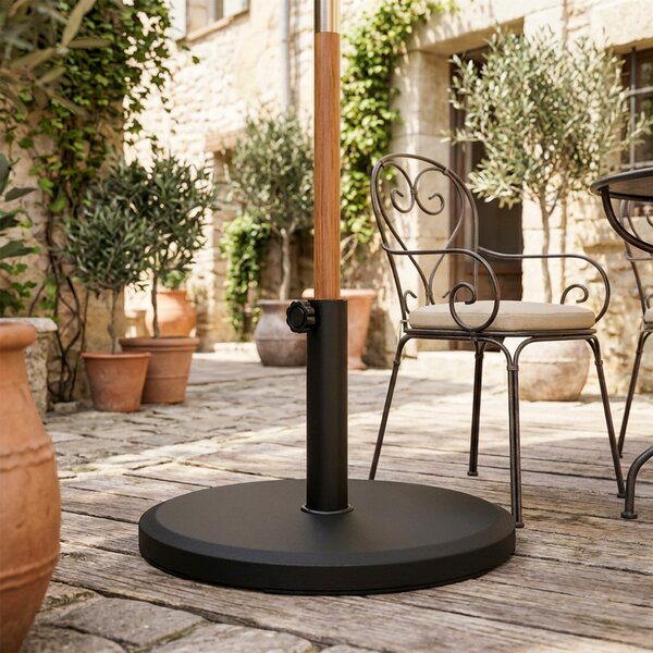 Outsunny Base per Ombrellone da Giardino, Rotonda per Ombrellone 34mm/38mm/48mm Diametro Tubo, in Cemento, Nero | Aosom Italy