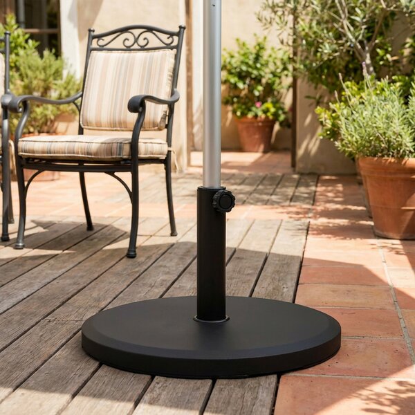 Outsunny Base per Ombrellone da Giardino, Rotonda per Ombrellone 34mm/38mm/48mm Diametro Tubo, in Cemento, Nero | Aosom Italy