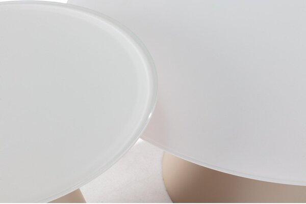 Set di tavolini da salotto rotondi color crema con piano in vetro 2 pz ø 80 cm Vida – MOME