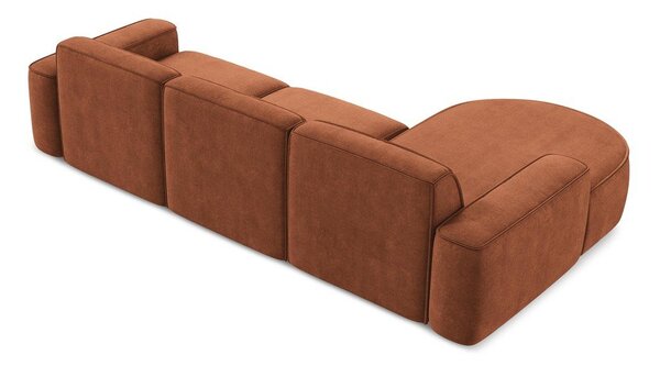 Divano angolare color terracotta (con penisola a sinistra/con chaise lounge) con rivestimento in ciniglia Omao – Makamii