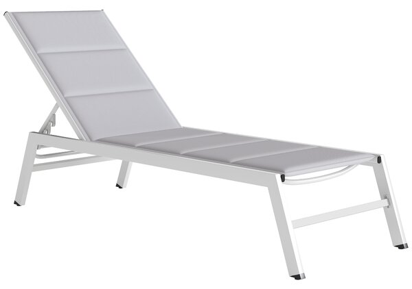 Outsunny Sdraio Imbottita, Schienale 6 Posizioni, Telaio Alluminio, Capacità 120 Kg, Grigio Chiaro | Aosom Italy