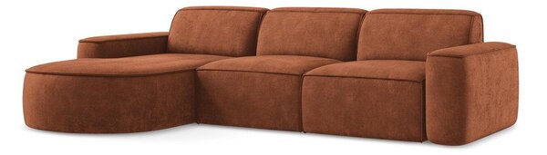 Divano angolare color terracotta (con penisola a sinistra/con chaise lounge) con rivestimento in ciniglia Omao – Makamii