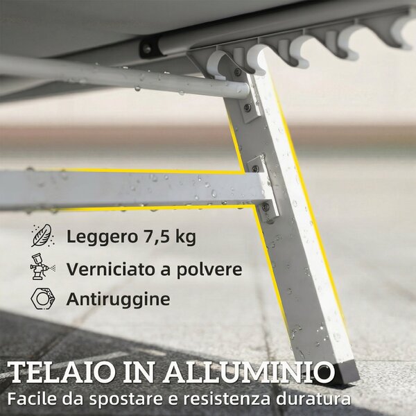 Outsunny Sdraio Imbottita, Schienale 6 Posizioni, Telaio Alluminio, Capacità 120 Kg, Grigio Chiaro | Aosom Italy