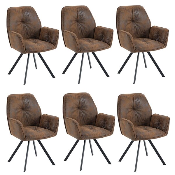 Meubles Cosy: set da 6 comode sedie da pranzo in Similcuoio scamosciata con braccioli - CALF