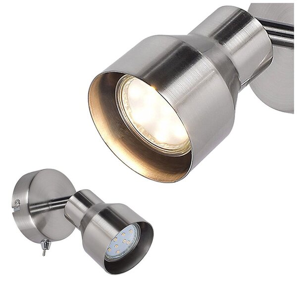 Lampada da parete moderna per camera da letto con interruttore GU10 cromo satinato Blake 3183 Rabalux