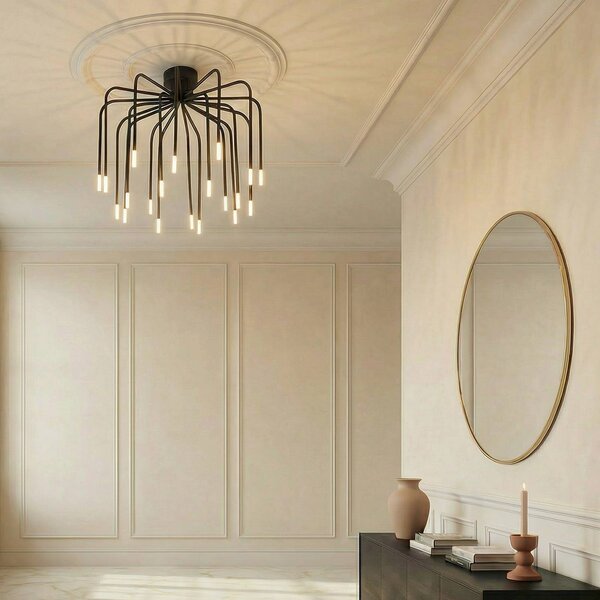 Plafoniera soffitto Ariadne Lucande, dimmerabile, Nero, Soggiorno / Sala da pranzo, Metallo, Moderno, Plafoniera