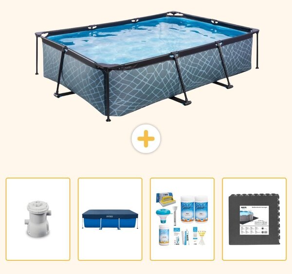 Piscina fuori terra rettangolare - aspetto pietra - 300x200x65 cm - 5 pezzi - SCB3