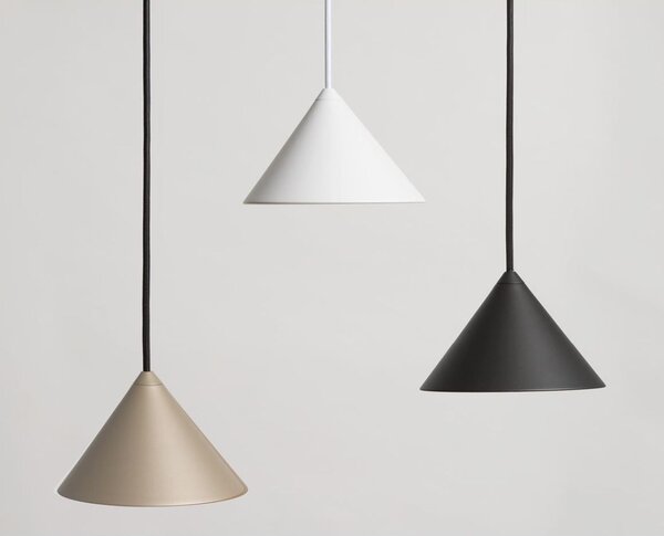 LUMINELLE SOSPENSIONE CONICA IN ALLUMINIO ANTRACITE, BIANCO E SABBIA 2 MISURE LAMPADINA ATTACCO GX53 MODERNA