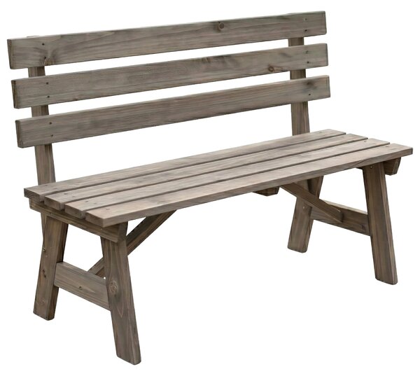 Relaxdays, panchina da giardino, 2 posti, ideale per terrazza o balcone, con schienale, in legno di abete, dimensioni: 80 x 116 x 56 cm, panca, colore marrone