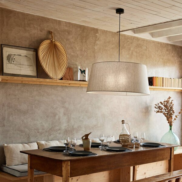 COREP Lampada a sospensione Tambour, dimmerabile, Crema / Ambra, Soggiorno / Sala da pranzo, Tessuto / Stoffa / Seta, Lampada a sospensione