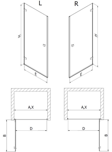 Mexen Lunar-B porta doccia battente destra 60 cm, trasparente, nero - 832-060-000-70-00-P