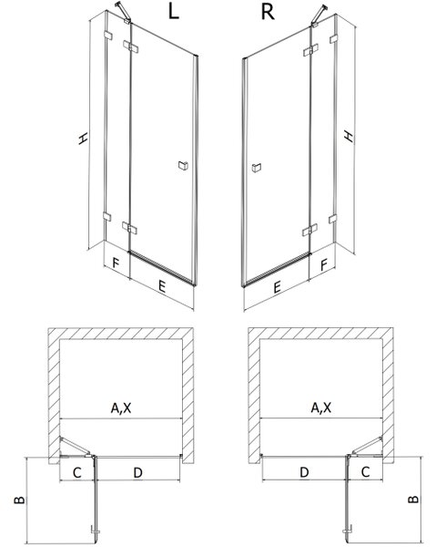 Mexen Lunar porta doccia battente destra 70 cm, trasparente, cromo - 834-070-000-01-00-P