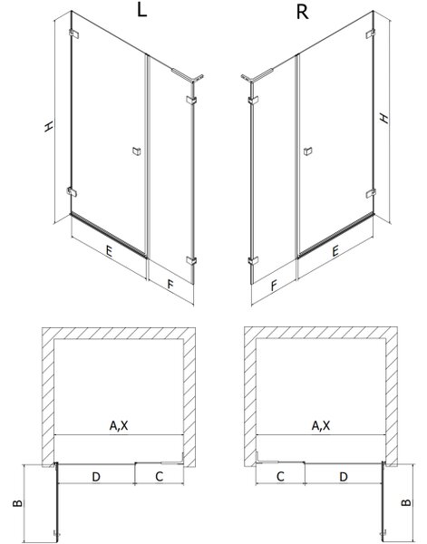 Mexen Lunar-B L porta doccia a battente destra 110 cm, trasparente, grigio canna di fucile spazzolato - 832SL-110-050-66-00-P