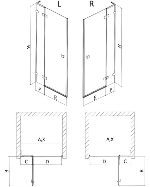Mexen Lunar L porta doccia a battente sinistra 75 cm, trasparente, cromo - 834L-075-000-01-00-L