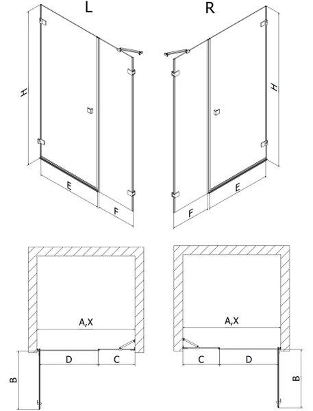 Mexen Lunar-B porta doccia ad anta sinistra 110 cm, trasparente, cromo - 832S-110-050-01-00-L
