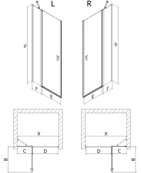 Mexen Mist porta doccia a battente 75 cm, trasparente, cromo - 8A4-075-000-01-00