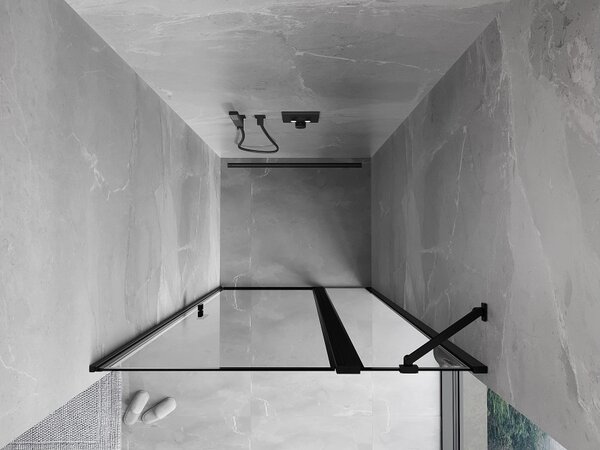 Mexen Mist porta doccia battente destra 90 cm, cornice nera, nero - 8A4-090-000-70-70-P
