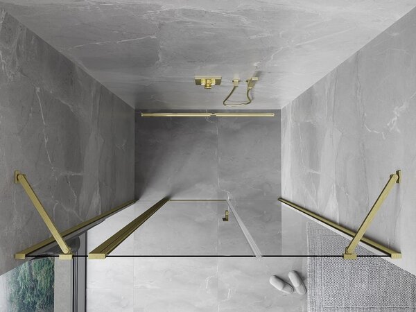 Mexen Mist porta doccia battente 150 cm, trasparente, oro spazzolato - 8A4-150-001-55-00
