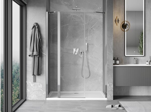 Mexen Mist porta doccia a battente 130 cm, trasparente, cromo - 8A4-130-001-01-00